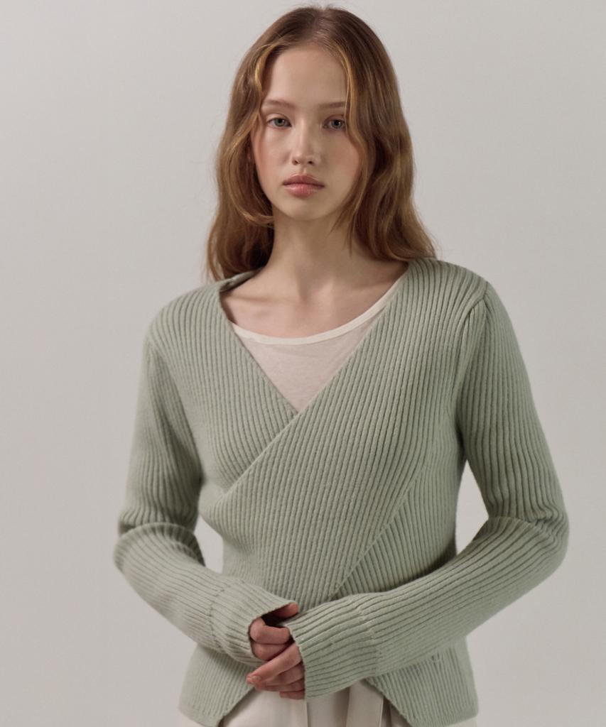 ELLIOTI Wrap Layered Knit Ts_3Color