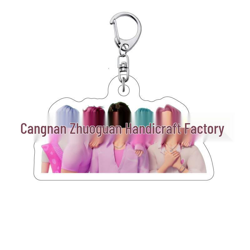 K-pop Брелок для ключей с женской группой «Охотники на демонов»: Милый акриловый брелок для школьной сумки Lumi, Zoe, Mira & Qin Yu