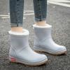 Женские новые водонепроницаемые короткие сапоги-трубы для взрослых, нескользящие, бархатные, теплые, резиновые сапоги