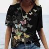 Butterfly Printed Women's T-shirt 3D V-neck Cotton Fashion Short Sleeve Tops 2022 Casual Basic Girl's Clothing Harajuku Clothes