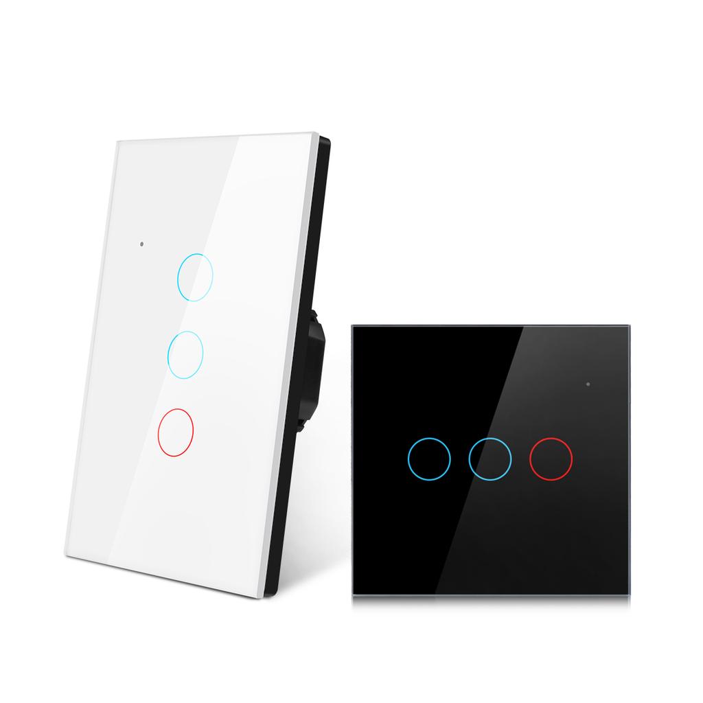 Touch Switch Power Led Panel Wall Light Switches Tempered Black White Crystal Glass Switch 1Gang 2Gang 3Gang Interruptor Inteligente AC100-250V