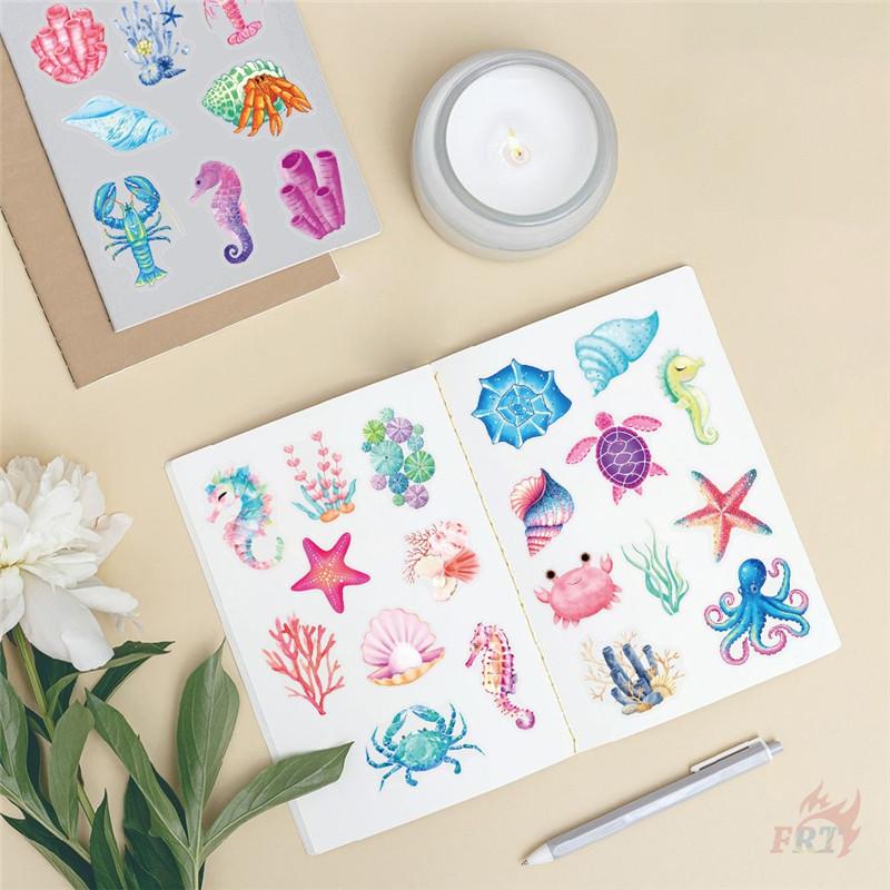 50Pcs/Set Watercolor Marines Animals Series 01 PET Stickers Waterproof DIY Fashion Doodle Decals Stickers