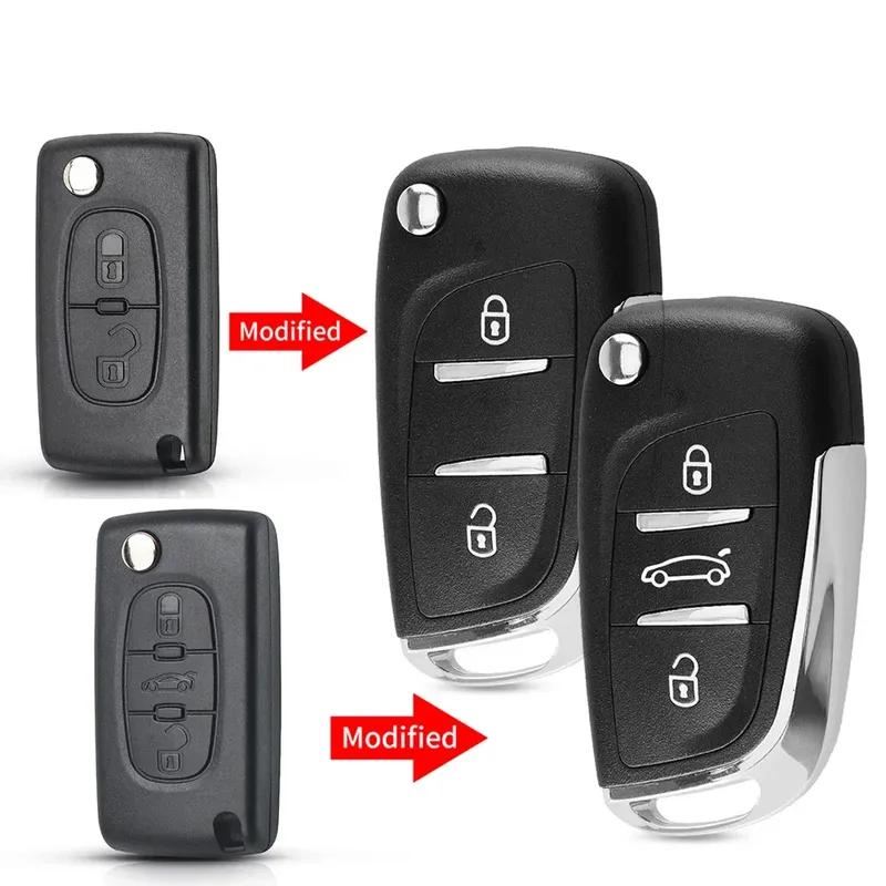 KEYYOU With Cutting Service Modified Car Remote Key 433MHz ASK FSK For Citroen C1 C2 C3 C4 Berlingo Picasso For Peugeot 207 307
