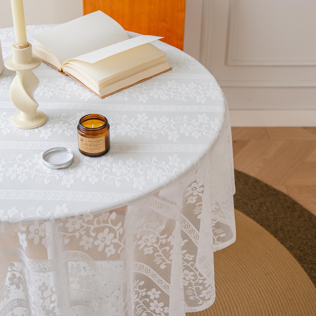 Pure White Lace Dining Table Cloth Type North Pastoral Coffee Table Mat Photo Background Decorative Cover Cloth