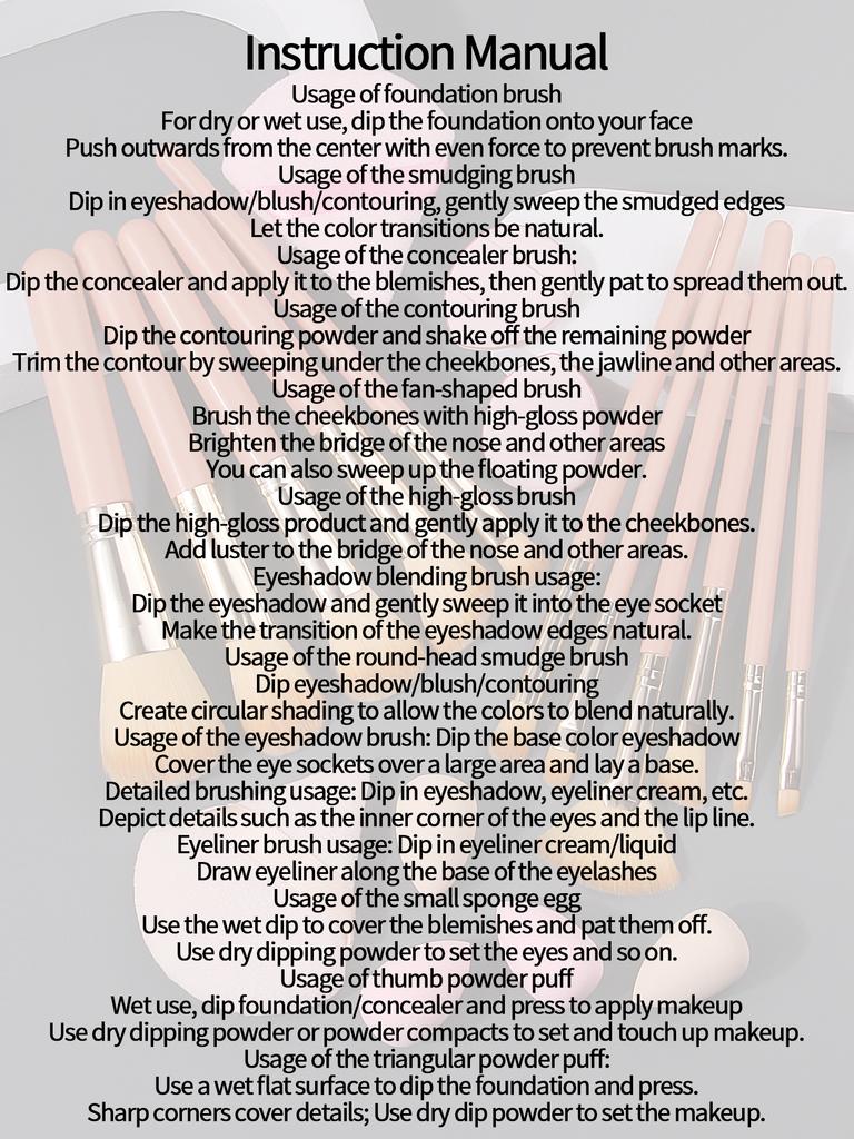 11 Makeup Brushes +4 Sponge Powder Puffs +4 Mini Beauty Eggs, Non-latex, Reusable, Multi-functional Daily Travel Makeup Tools