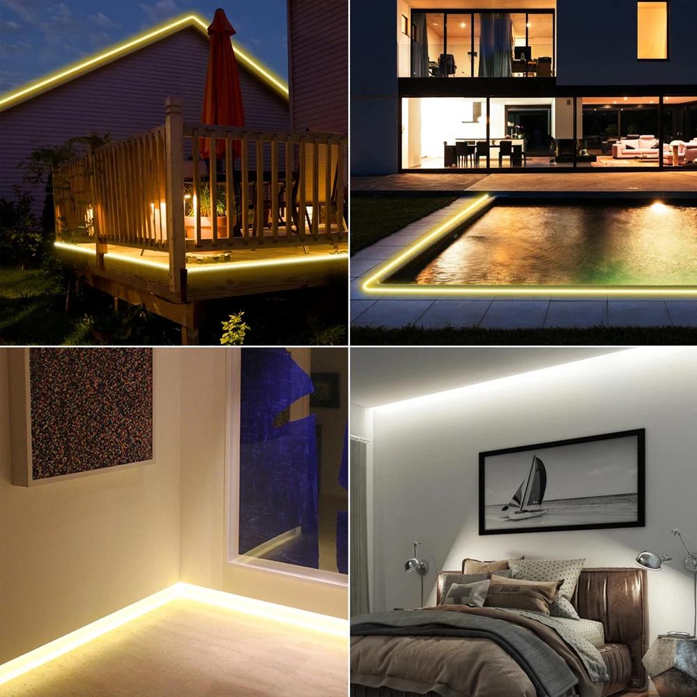 Светодиодная лента COB 1M-21M Супер Яркая 220В 288 светодиодов/м Светодиодные ленты Наружная лампа IP67 Водонепроницаемая Гибкая лента Вилка ЕС