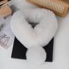 Imitation Fur Winter Scarf with Faux Fur Balls Solid Color Thickened Warm Neck Shawl