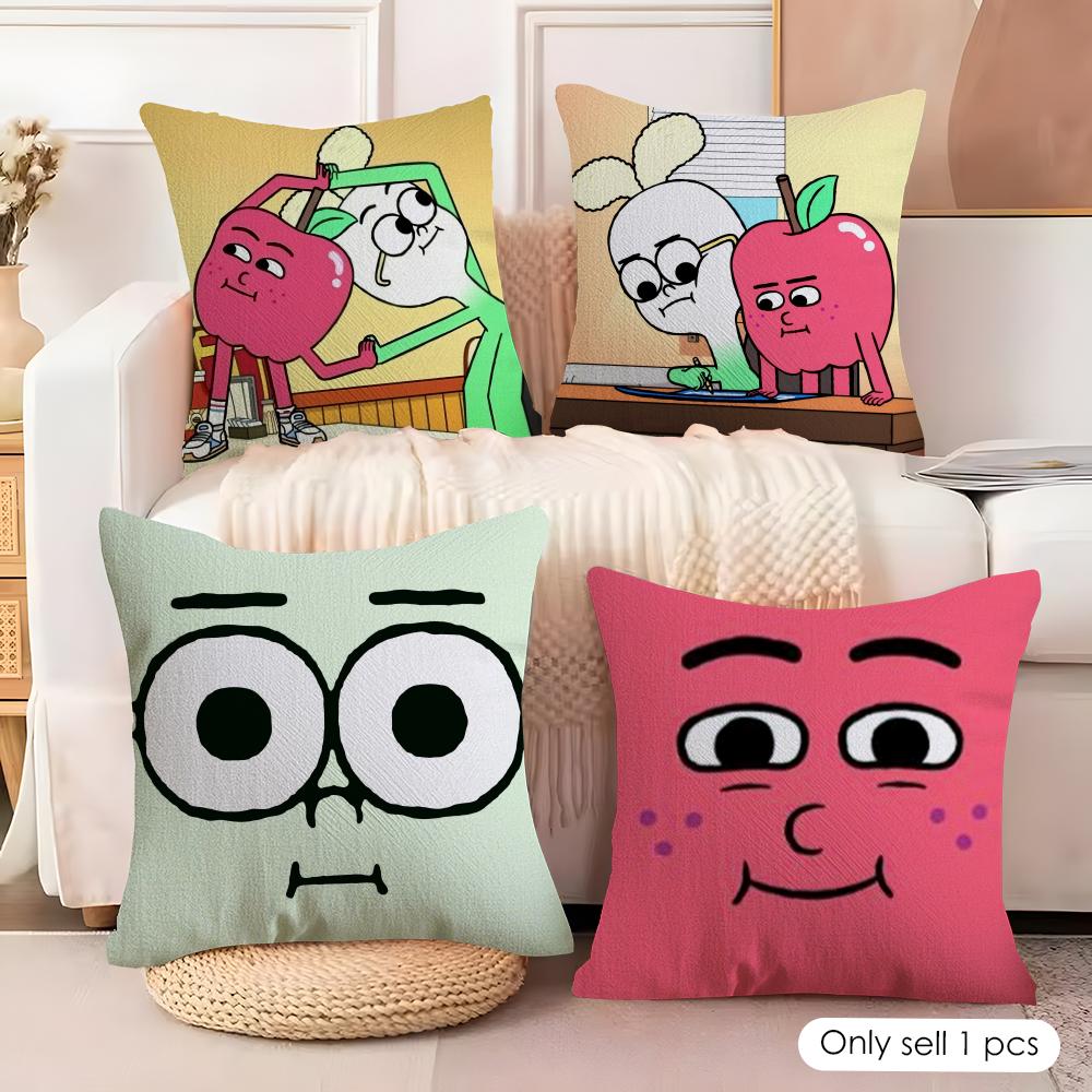 Anime Food AAppleSOnionS Cushion Cover Natural Linen Organic Fabric DoubleSided Printing Couch Pillow Covers Home Decor