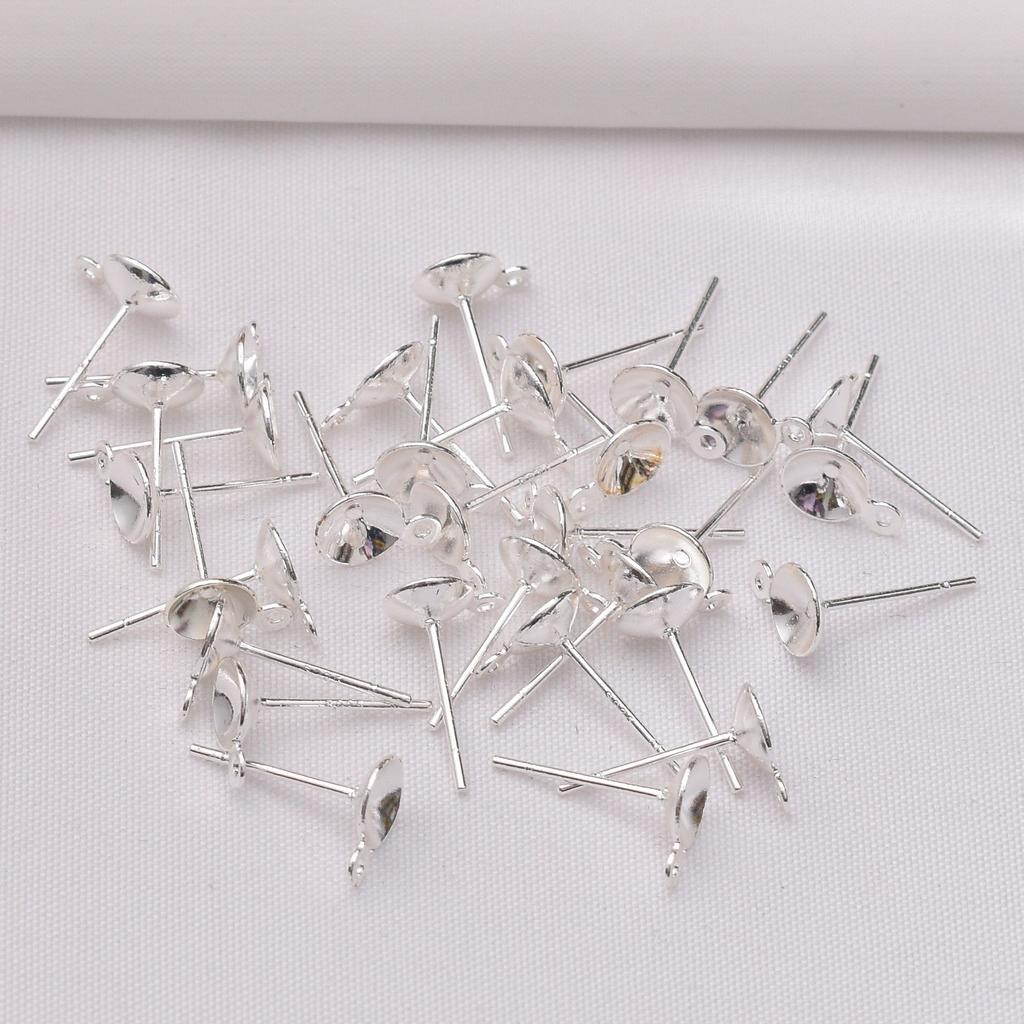 10pcs 14K Bag Gold Bowl Needle with Hanging Pearl Holder Earrings DIY Handmade Earrings Accessories Cross Bowl Needle with Hanging