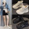 Women's Large Size Genuine Leather Velvet-Lined Height-Boosting Dad Shoes: Winter Thick-Soled Casual Sneakers