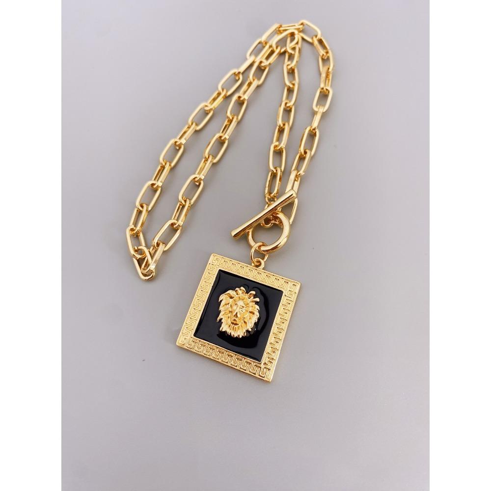 Преувеличенное короткое ожерелье с подвеской в ​​виде головы льва, ювелирное колье из цинкового сплава для женщин