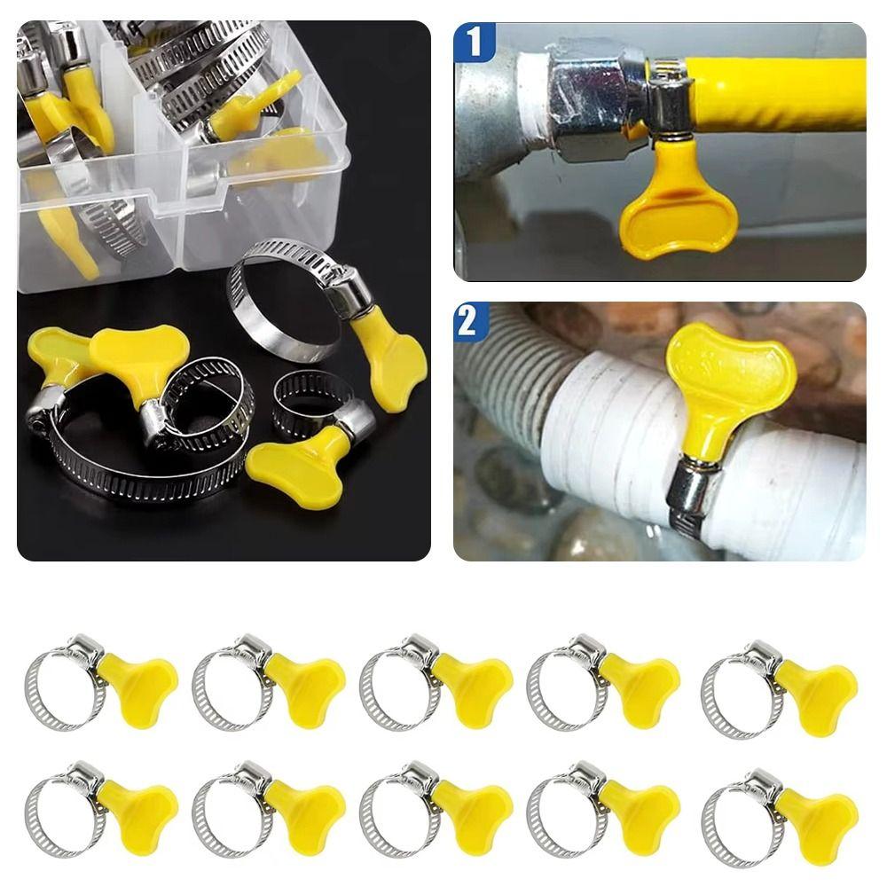 10 Pcs Powerful Fastener Stainless Steel Hose Clamp Adjustable Sealing Clamps Hose Clamp Gas Tube