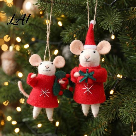 Lightweight Felt Animal Ornaments Mouse Christmas Mice Hanging Wool Ornament Handmade Decoration Cute Needle Festive