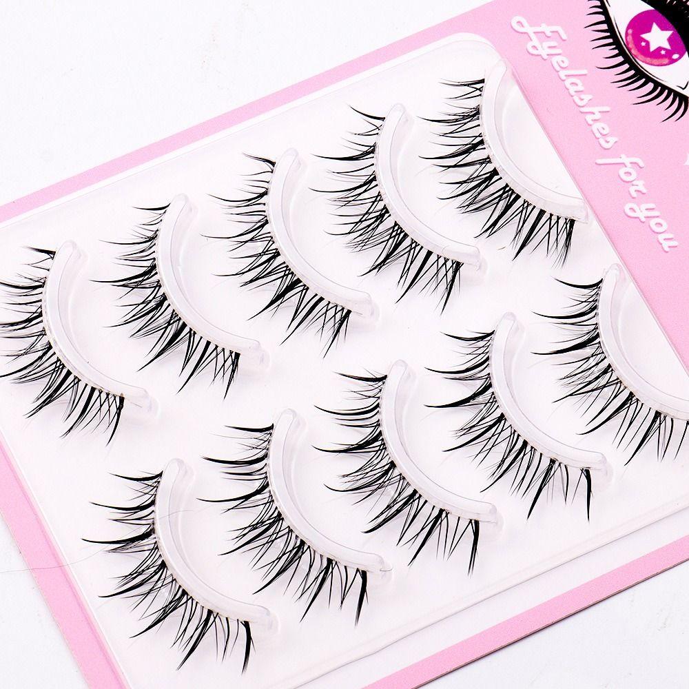Wispy False Eyelashes Natural Look Cosplay Lashes Clear Band Fake Lashes  Women Girls