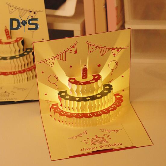 3D-открытка на день рождения, всплывающая поздравительная открытка с музыкальными огнями, открытка на день рождения с тортом для женщин, мужчин, детей, друзей