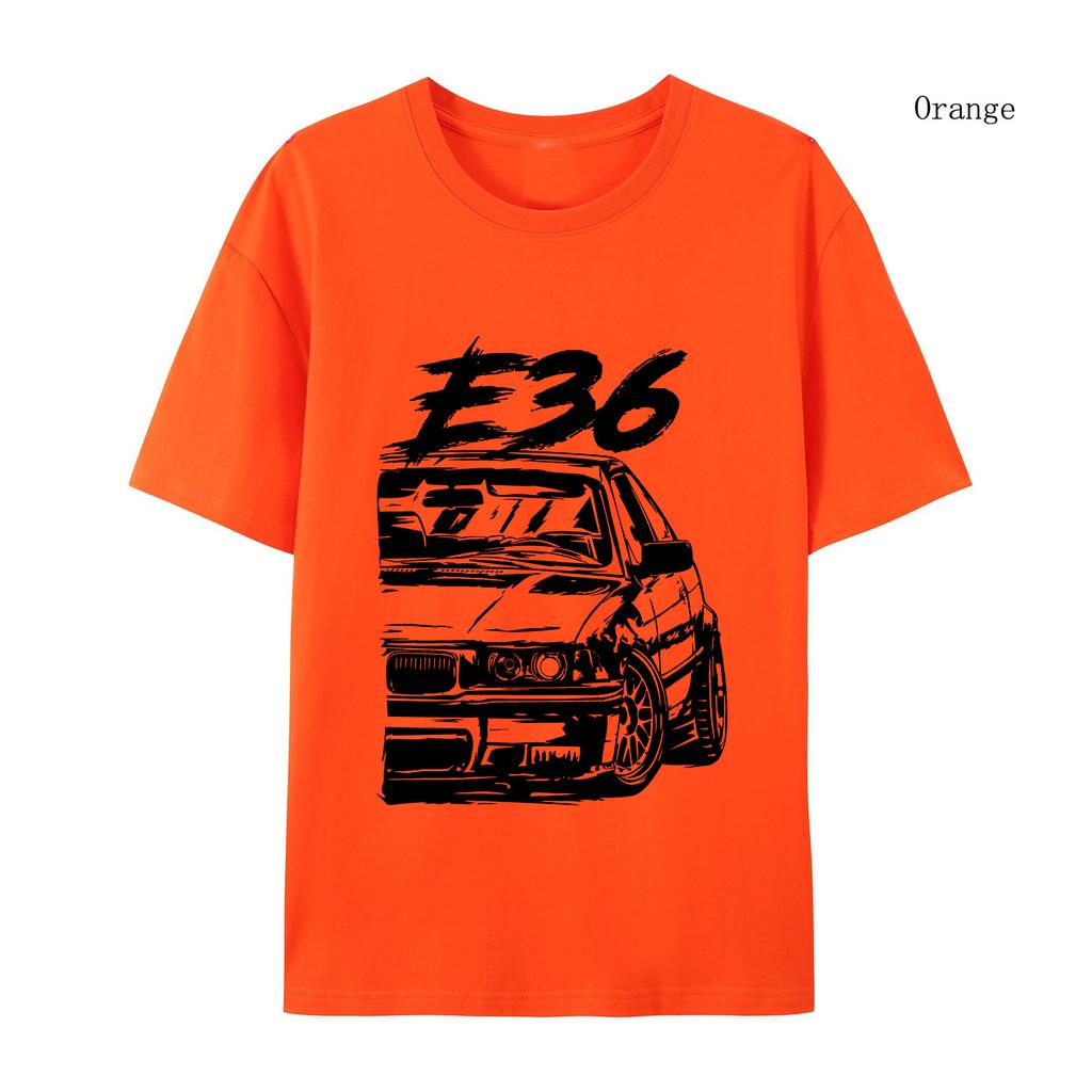 Футболка E36 Высококачественные футболки E36 Летние свободные футболки с коротким рукавом Хлопковые свободные уличные топы