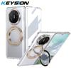 KEYSION Вращающийся на 360° магнитный чехол-подставка с кольцом для Huawei Mate X6 X5 X3 Прозрачный жесткий чехол для телефона из ПК с защитой экрана
