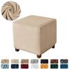 Velvet Ottoman Stool Cover Elastic Square Footstool Covers S/M All-inclusive Footrest Slipcovers for Living Room Housse De Pouf