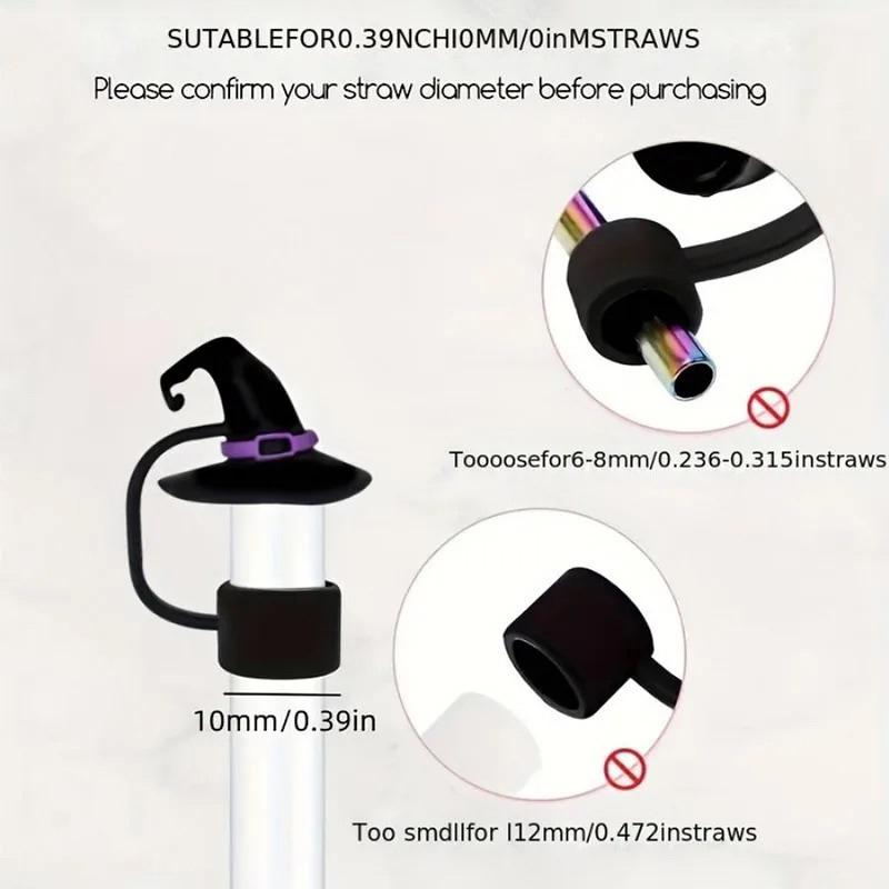 Крышка для соломинки на Хэллоуин для чашки, силиконовая насадка для соломинки 10 мм, пыленепроницаемые многоразовые наконечники для соломинки для стакана