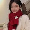 New All-match Soft Arctic Velvet Scarf for Female Students In Winter Thickened Red Warm Knitted Couple Scarf