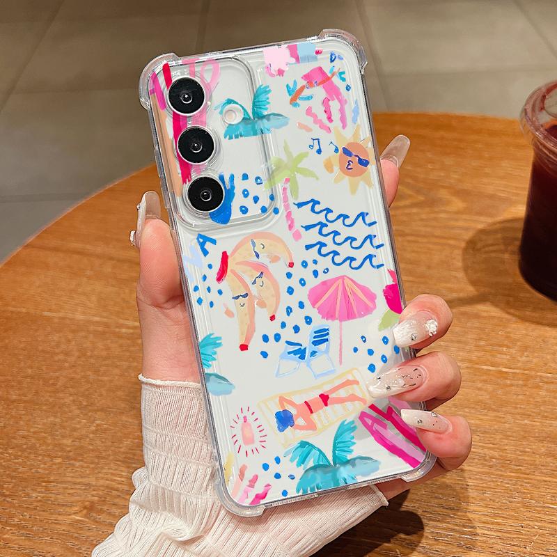 Чехол для S25 Ultra с красочным узором граффити со звездами для Samsung Galaxy S25 Edge S24 Ultra S23 S22 Plus S21 FE Capa Funda