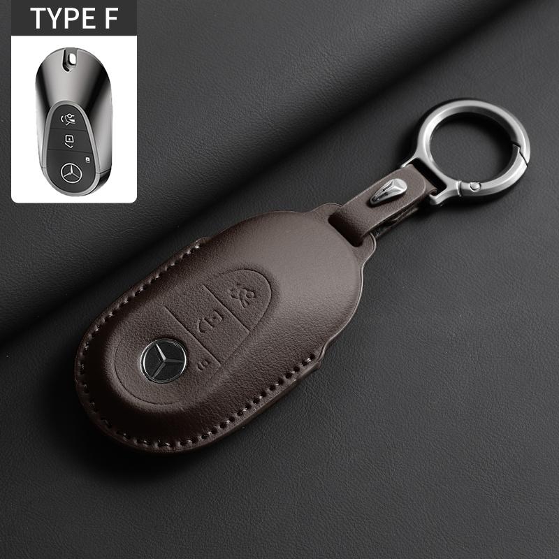 Leather Car Smart Key Fob Holder Case Cover Shell For Mercedes Benz C E S Class GLC W206 C260 C300 S450 S500 W223 W214 E300 S400