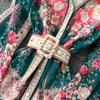 Spring Summer Women V-neck Vintage Print Chiffon Runway Dress Single Breasted Long Maxi Loose Holiday Beach Dresses with Belt