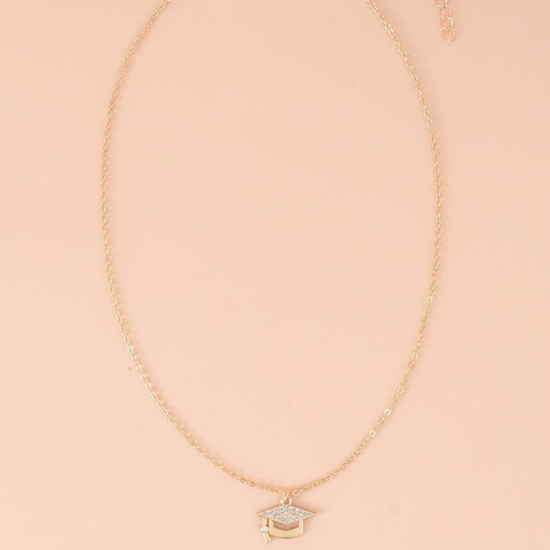 Геометрия Позолоченные Подвески-Ожерелья в виде Выпускной Шляпы для Женщин Ювелирные Изделия Памятный Подарок на Выпускной Сезон