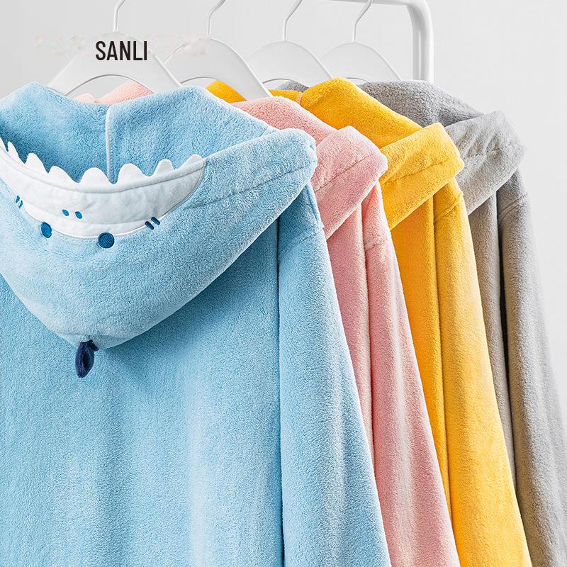 Комплект халатов с капюшоном для родителей и детей Sanli - полотенца из кораллового флиса для детей и взрослых