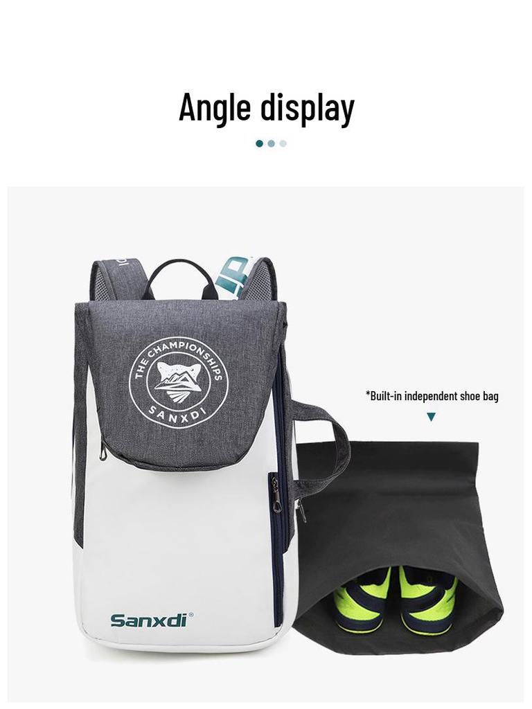 White Tennis & Badminton Backpack for 3 Rackets - Unisex Outdoor Sports Bag