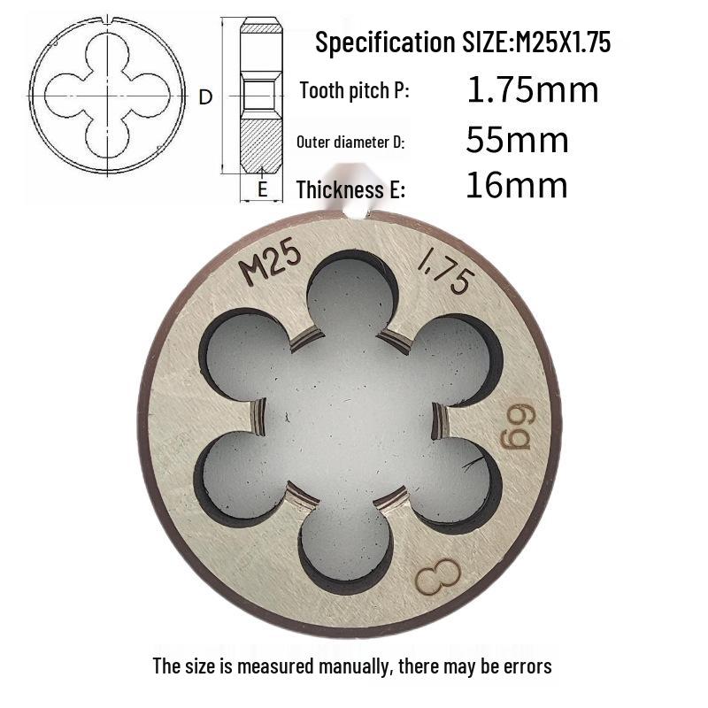 Круглая плашкодержатель M24-M26 x 0.5-3 мм, Прямое/Обратное, Правая/Левая резьба