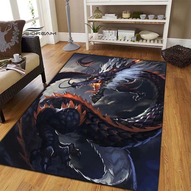 Коврики с темным драконом, модный 3D-печать, фантазийный дракон, гостиная, спальня, большой мягкий ковер, домашний коврик для детской комнаты, напольный коврик