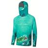 Men UPF50+ Blue Camo Fishing Hoodie With Face Mask Quick Dry Long Sleeve Sun Protection Outdoor Fishing Sports Shirts