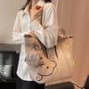 Canvas Bag for Autumn and Winter Women's Large Capacity Ins Wind Underarm Bag Printing Hand Heeled Tote Shoulder Bag