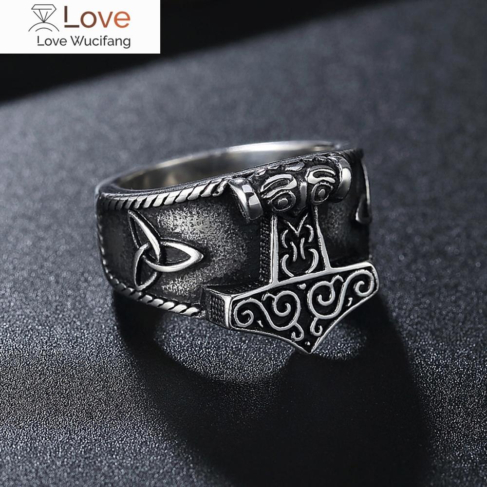 Винтажное кольцо викингов Мьельнир Молот Тора для мужчин из скандинавской нержавеющей стали 316l с амулетом в виде кельтского узла Одина, ювелирное изделие в подарок