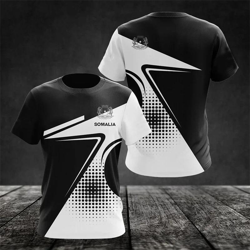 Somali Flag Pattern T-shirt Summer Fashion Short Sleeve 3D National Emblem Printed Top Casual Comfortable Loose Street Wear
