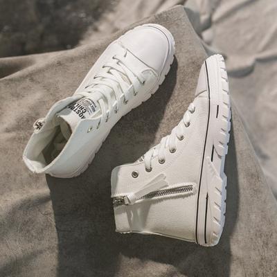 Комфортные осенние новые вулканизированные женские повседневные парусиновые туфли на платформе, женские высокие белые, черные кроссовки на платформе, женские теннисные туфли