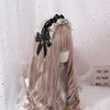 Lolita Lace Headband Gorgeous Frill Gothic Lolita Bowknot Cosplay Hair Ornament Hair Accessory Moe Cute Maid Cafe Women's [J's Select] (Black)