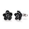 Huian Classic Camellia Flower Stud Earring Delicate Women Accessory Daily Wearing Party Earring with White/Black Flower Jewelry