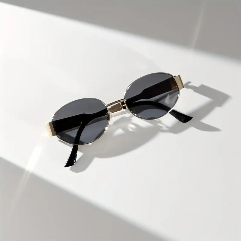 1 шт. Овальная металлическая оправа Декоративные очки Линзы из поликарбоната Широкие поля для пеших прогулок Путешествий Фотосъемки Модный аксессуар