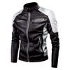 Autumn and Winter Casual Motorcycle Stitching Leather Jacket Men's Fashion Stand Collar Retro Plus Size Leather Jacket