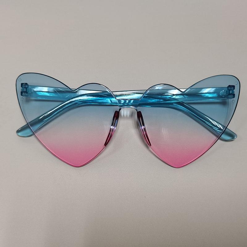 Love Heart Shape Sunglasses Women Rimless Frame Tint Clear Lens Colorful Sun Glasses FemaleGradient Sun Glasses Goggles Travel