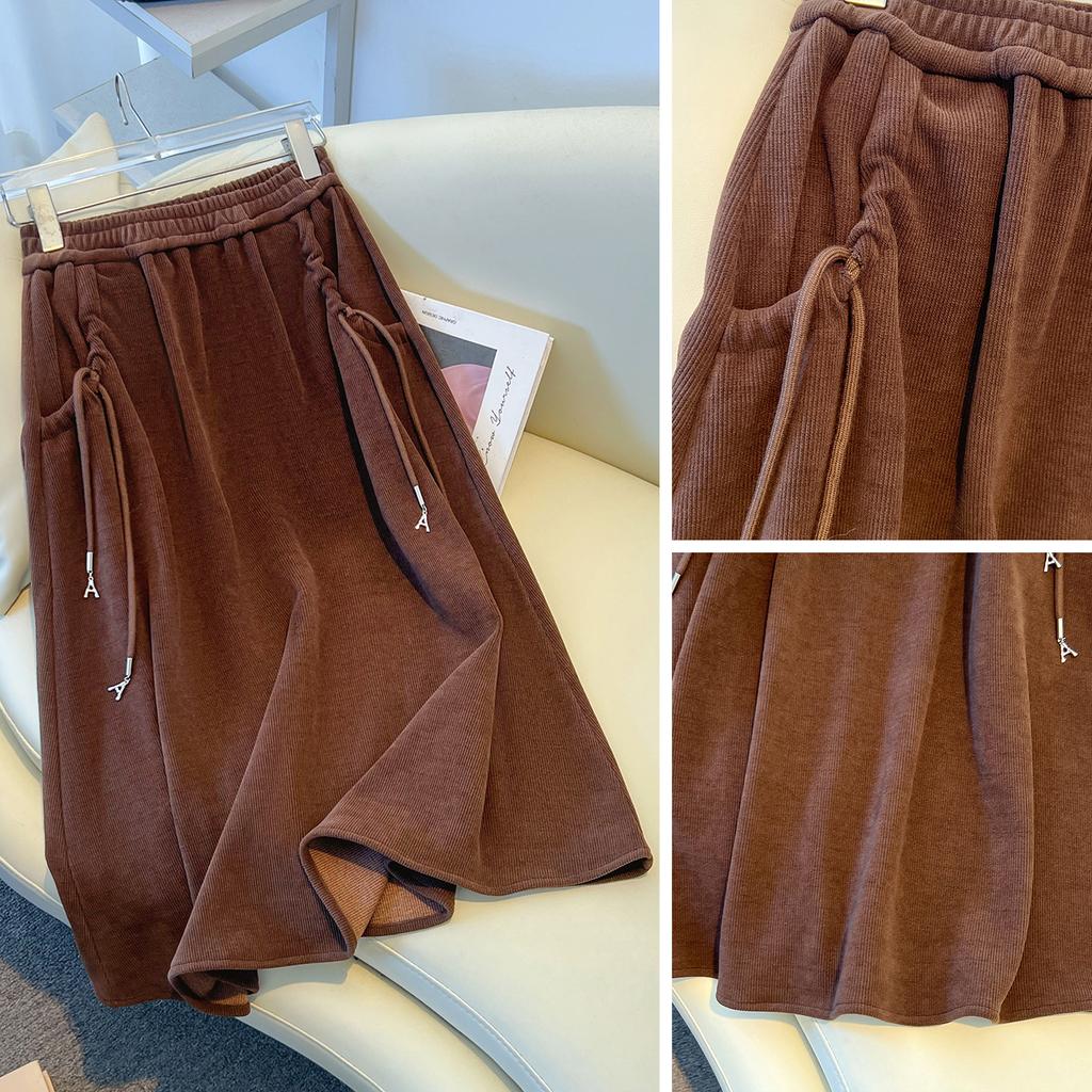 Dimanaf 2025 New Autumn Plus Size Long Women A-Line Skirts Elastic Waist Oversize Elegant High Waist Skirts Solid