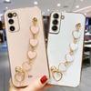 Fashion Plating Love Heart Bracelet Chain Case For Samsung Galaxy S22 S21 S20 FE Plus Ultra 5g 2022 Band Cover On S 22 21 20 S10