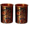 Printed Copper Glass Tumbler, Drinkware & Serveware, Good Health Benefits, 275 ML, Blue, Set of 2