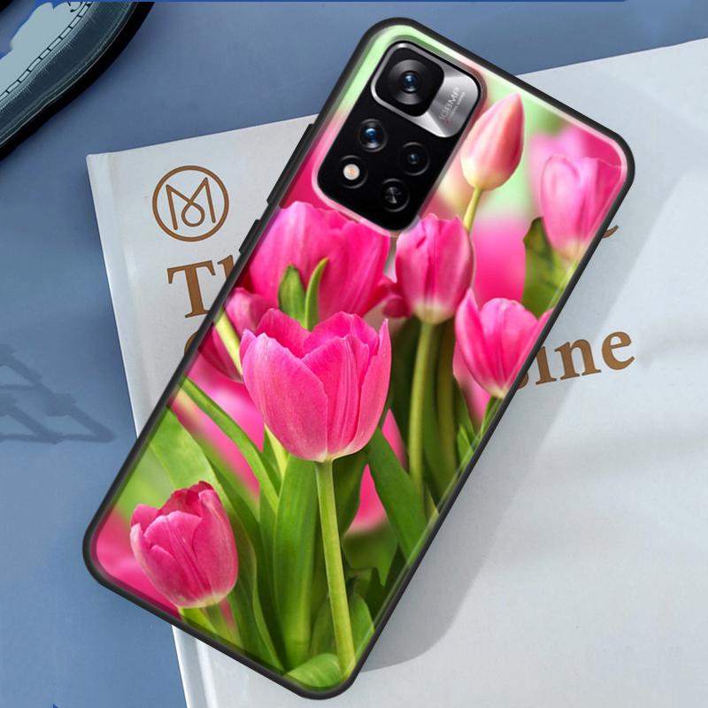 Цветочный чехол с тюльпанами для Xiaomi Redmi Note 14 13 11 9 10 12 Pro 9S 10S 11S 12S Redmi 10C 12C 13C 14C