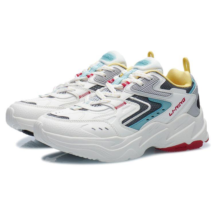 Li Ning Space Classic Shock Absorbing Low Top Running Shoes Women Sneakers White Gray AGCR332-5