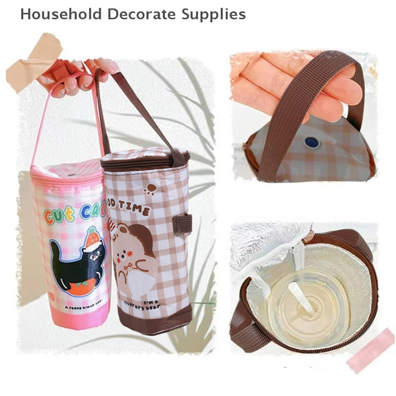 1Pc Portable Milk Tea Tote Bag Heat Preservation Bag Eco-friendly Handbag Carrying Insulated Cup Cover Tumbler Cup Accessories