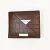 Leather Wallet 1B Brown -Croc-Look Nappa Leather Men's Wallet with Coin Pocket & 6 Card Slots