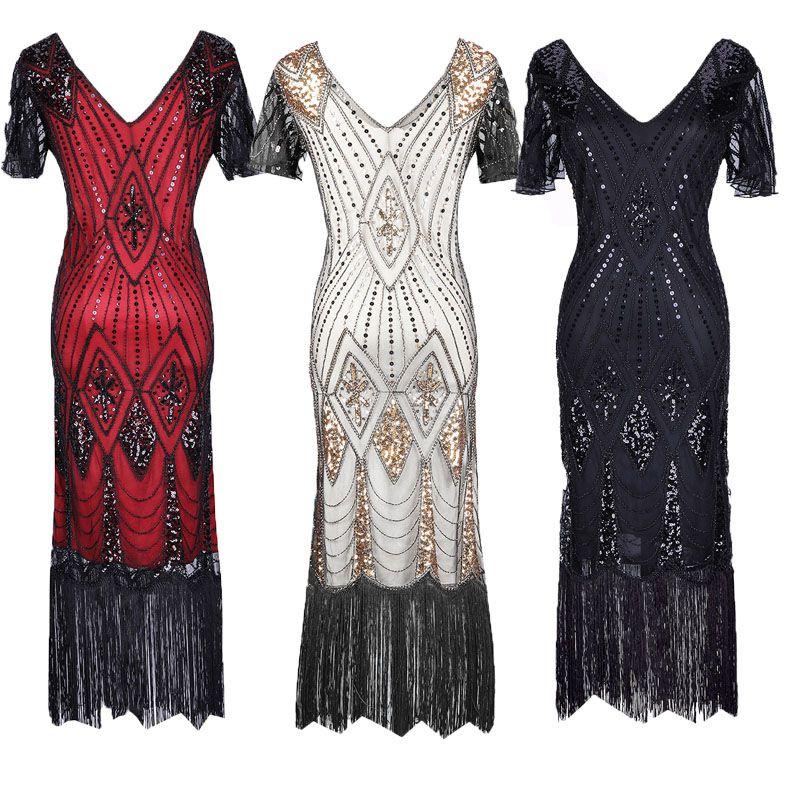 Elegant Womens Sequins Beaded Sleeveless Cocktail Dress For Timeless Evening Glamour